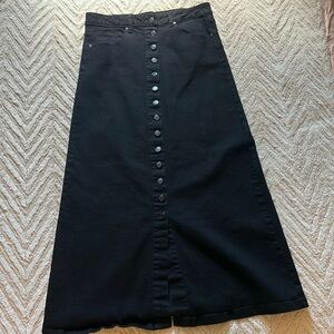 Nina Rossi Black Denim Maxi Skirt
